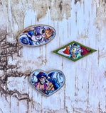 ITH Digital Embroidery Pattern For Set of 3 Applique Hair Barrette Covers, 4X4 Hoop