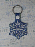 ITH Digital Embroidery Pattern For Snowflake I Snap Tab / Key Chain, 4X4 Hoop