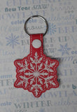 ITH Digital Embroidery Pattern For Snowflake I Snap Tab / Key Chain, 4X4 Hoop