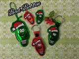 ITH Digital Embroidery Pattern For Christmas Light Dude Snap Tab / Key Chain, 4X4 Hoop