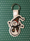 ITH Digital Embroidery Pattern For Snowman II Snap Tab / Key Chain, 4X4 Hoop
