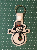 ITH Digital Embroidery Pattern For Snowman I Snap Tab / Key Chain, 4X4 Hoop
