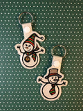 ITH Digital Embroidery Pattern For Snowman I Snap Tab / Key Chain, 4X4 Hoop