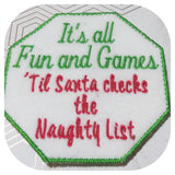 ITH Digital Embroidery Pattern For Set of 4 Snarky Christmas Coasters, 4x4 Hoop