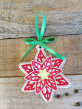 ITH Digital Embroidery Pattern For 3D Poinsettia Ornament, 4X4 Hoop