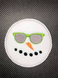 ITH Digital Embroidery Pattern for set of 4 Cool Snowman Coasters, 4X4 Hoop