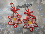 ITH Digital Embroidery Pattern For 3D Poinsettia Ornament, 4X4 Hoop