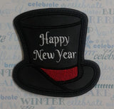 ITH Digital Embroidery Pattern For Top Hat Happy New Year Coaster, 4X4 Hoop
