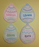 ITH Digital Embroidery Pattern for Egg Applique Center Bookmark / Ornament Set of 4, 4X4 Hoop