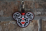 ITH Digital Embroidery Pattern for MM Filigree with Heart Snap Tab / Key Chain, 4X4 Hoop