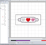 ITH Digital embroidery Pattern for Bracelet Charm Triple Heart, 2X2 Hoop