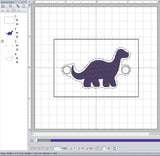 ITH Digital Embroidery Pattern for Bracelet Charm Brontosaurus, 2X2 Hoop