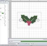 ITH Digital Embroidery Pattern for Bracelet Charm Holly, 2X2 Hoop