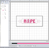 ITH Digital Embroidery Pattern for Bracelet Charm Hope Awareness, 2X2 Hoop