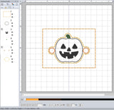 ITH Digital Embroidery Pattern for Bracelet Charm Jack O Lantern, 2X2 Hoop