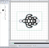 ITH Digital Embroidery Pattern for Bracelet Charm Sea Turtle, 2X2 Hoop