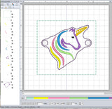 ITH Digital Embroidery Pattern for Bracelet Charm Unicorn, 2X2 Hoop