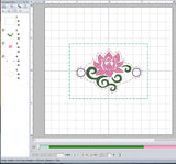 Ith Digital Embroidery Pattern for Bracelet / Shoe Charm Waterlily, 2X2 Hoop