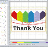 ITH Digital Embroidery Pattern for Crayon Thank you Card Holder, 4X4 Hoop