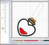 ITH Digital Embroidery Pattern for Love Potion I Applique Snap Tab / Key Chain, 4X4 Hoop