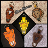 ITH Digital Embroidery Pattern for Set of 11 Animal Bulbs Snap Tabs / Key Chains, 4X4 Hoop