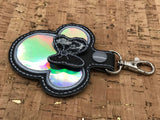 ITH Digital Embroidery Pattern for 3D Ms Mouse Applique with Bow Snap Tab / Key Chain, 4x4 hoop
