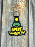 ITH Digital Embroidery Pattern for Space Invader Snap Tab / Key Chain, 4x4 hoop