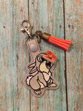 ITH Digital Embroidery Pattern for Rabbit With 3D Butterfly on Nose Snap Tab / Key Chain, 4x4 hoop
