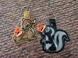 ITH Digital Embroidery Pattern for Skunk with 3D Butterfly on Nose Snap Tab / Key Chain, 4x4 hoop