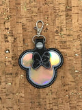 ITH Digital Embroidery Pattern for 3D Ms Mouse Applique with Bow Snap Tab / Key Chain, 4x4 hoop
