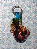 ITH Digital Embroidery Pattern for Set of 3 Mermaid Silhouettes Snap Tab / Key Chain, 4x4 hoop