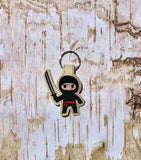 ITH Digital Embroidery Pattern for 5 Ninja Dudes Bundle Pack Snap Tab / Key Chain, 4x4 hoop