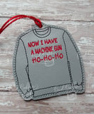 ITH Digital Embroidery Pattern for Die Hard Sweatshirt Ornament, 4X4 Hoop
