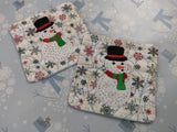 ITH Digital Embroidery Pattern for Snowman I Applique 4X4 Mug Rug, 4X4 Hoop