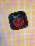 ITH Digital Embroidery Pattern for Swirl Apple 2 Coaster, 4X4 Hoop