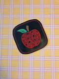 ITH Digital Embroidery Pattern for Swirl Apple 3 Coaster, 4X4 Hoop