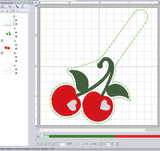 ITH Embroidery Pattern For 2 Cherry Love Snap Tab / Key Chain, 4X4 Hoop