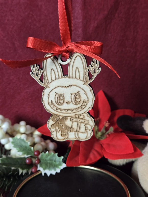 Laser Engraved Wood Christmas Ornament Labu Style Simple