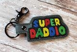 ITH Digital Embroidery Pattern for Super Daddio Snap Tab / Key Chain, 4X4 Hoop