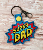 ITH Digital Embroidery Pattern for Super Dad Snap Tab / Key Chain, 4X4 Hoop
