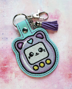 ITH Digital Embroidery Pattern for Tamagotchi Snap Tab / Key Chain, 4X4 Hoop
