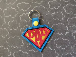ITH Digital Embroidery Pattern for Dad Hero Emblem Snap Tab / Key Chain, 4X4 Hoop