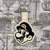 ITH Digital Embroidery Pattern for Italian Red M Guy Snap Tab / Key Chain, 4X4 Hoop