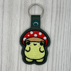 ITH Digital Embroidery Pattern for Mushroom Frog Snap Tab / Key Chain., 4X4 Hoop