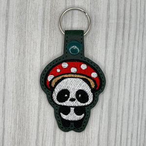 ITH Digital Embroidery Pattern for Mushroom Panda Snap Tab / Key Chain, 4X4 Hoop