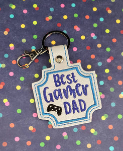 ITH Digital Embroidery Pattern for Best Gamer Dad Snap Tab / Key Chain, 4X4 Hoop
