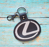 ITH Digital Embroidery Pattern for Lexus Snap Tab / Key Chain, 4X4 Hoop