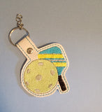 ITH Digital Embroidery Pattern for Pickle Ball Snap Tab / Key Chain, 4X4 Hoop