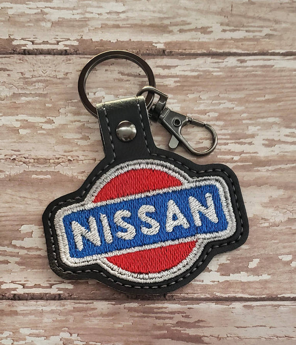 ITH Digital Embroidery Pattern for Nissan Old Snap Tab / Key Chain, 4X4 Hoop