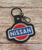 ITH Digital Embroidery Pattern for Nissan Old Snap Tab / Key Chain, 4X4 Hoop